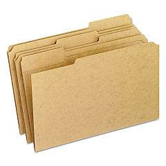 Pendaflex Dark Kraft File Folders with Double-Ply Top, 1/3-Cut Tabs: Assorted, Legal Size, 0.75" Expansion, Brown, 100/Box (RK15313)