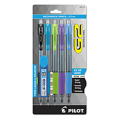 Pilot G2 Mechanical Pencil, 0.7 mm, HB (#2.5), Black Lead, Assorted Barrel Colors, 5/Pack (31776)