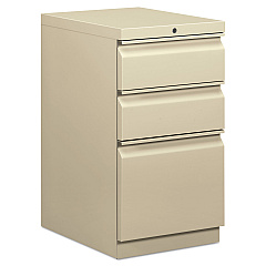 HON Mobile Pedestals, Left or Right, 3-Drawers: Box/Box/File, Legal/Letter, Putty, 15" x 20" x 28" (HBMP2BL)