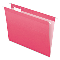 Pendaflex Colored Reinforced Hanging Folders, Letter Size, 1/5-Cut Tabs, Pink, 25/Box (415215PIN)