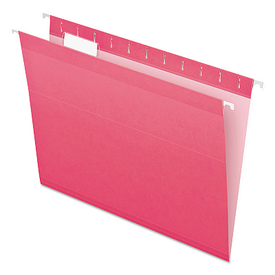 Pendaflex Colored Reinforced Hanging Folders, Letter Size, 1/5-Cut Tabs, Pink, 25/Box (415215PIN)