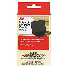 3M Notebook Screen Cleaning Wet Wipes, Cloth, 7 x 4, White, 24/Pack (CL630)