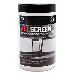 Read Right AllScreen Screen Cleaning Wipes, 6 x 6, White, 75/Tub (RR15045)