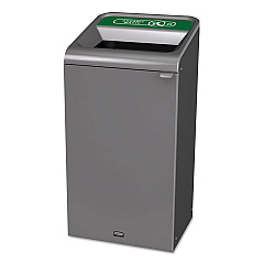 Configure Indoor Recycling Waste Receptacle, Organic Waste, 23 Gal, Metal, Gray