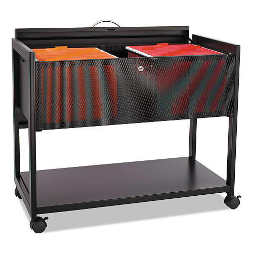 Safco Locking Top Mobile Tub File, One-Shelf, 33.25w x 17d x 27h, Black (5353BL)