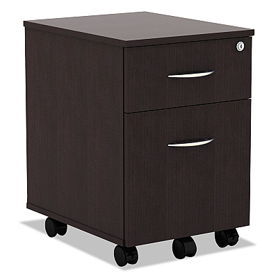 Alera Valencia Series Mobile Pedestal, Left or Right, 2-Drawers: Box/File, Legal/Letter, Espresso, 15.88" x 19.13" x 22.88" (ALEVABFES)