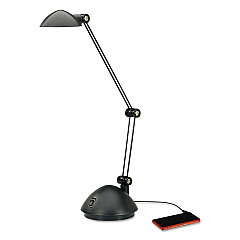 Alera Twin-Arm Task LED Lamp with USB Port, 11.88"w x 5.13"d x 18.5"h, Black (ALELED912B)