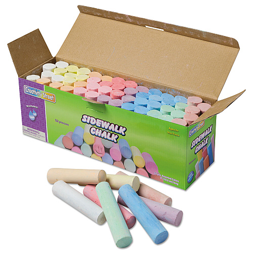 Creativity Street Sidewalk Chalk, Jumbo Stick, 4" x 1" Diameter, 12 Assorted Colors, 52/Set (1752)