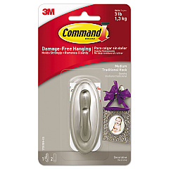 Command Decorative Hooks, Traditional, Medium, 1 Hook and 2 Strips/Pack (17051BNES)