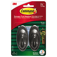 Command All Weather Hooks and Strips, Plastic, Medium, 2 Hooks and 4 Strips/Pack (17086SAWES)
