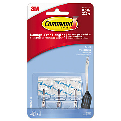 Command Clear Hooks and Strips, Plastic/Wire, Small, 3 Hooks and 4 Strips/Pack (17067CLRES)
