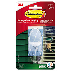 Command All Weather Hooks and Strips, Plastic, Large, 1 Hooks and 2 Strips/Pack (17093CLRAWES)