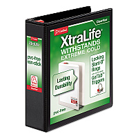 Cardinal XtraLife ClearVue Non-Stick Locking Slant-D Ring Binder, 3 Rings, 2" Capacity, 11 x 8.5, Black (26321)