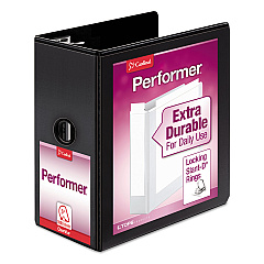 Cardinal Performer ClearVue Slant-D Ring Binder, 3 Rings, 5" Capacity, 11 x 8.5, Black (17951)