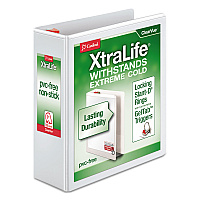 Cardinal XtraLife ClearVue Non-Stick Locking Slant-D Ring Binder, 3 Rings, 3" Capacity, 11 x 8.5, White (26330)
