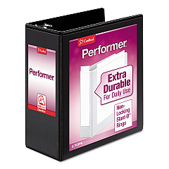 Cardinal Performer ClearVue Slant-D Ring Binder, 3 Rings, 4" Capacity, 11 x 8.5, Black (17811)