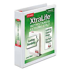 Cardinal XtraLife ClearVue Non-Stick Locking Slant-D Ring Binder, 3 Rings, 1.5" Capacity, 11 x 8.5, White (26310)