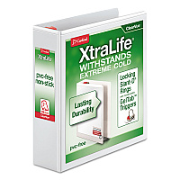 Cardinal XtraLife ClearVue Non-Stick Locking Slant-D Ring Binder, 3 Rings, 2" Capacity, 11 x 8.5, White (26320)