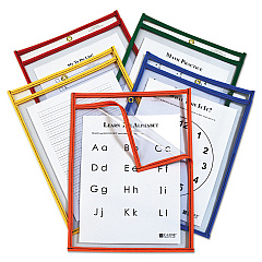C-Line Reusable Dry Erase Pockets, Easy Load, 9 x 12, Assorted Primary Colors, 25/Pack (42620)