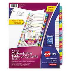 Avery Customizable TOC Ready Index Multicolor Dividers, A-Z, Letter (11844)