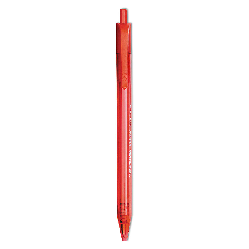 Paper Mate InkJoy 100 RT Ballpoint Pen, Retractable, Medium 1 mm, Red Ink, Red Barrel, Dozen (1951252)