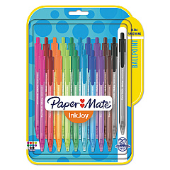 Paper Mate InkJoy 100 RT Ballpoint Pen, Retractable, Medium 1 mm, Assorted Ink and Barrel Colors, 20/Pack (1951396)