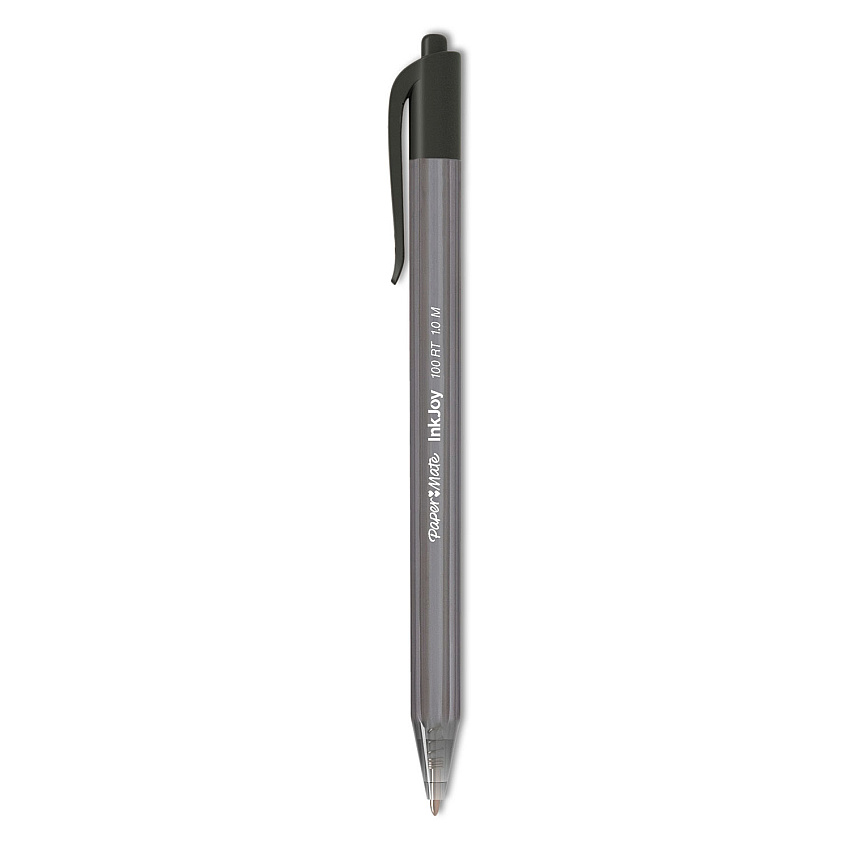 Paper Mate InkJoy 100 RT Ballpoint Pen, Retractable, Medium 1 mm, Black Ink, Black Barrel, 20/Pack (1951395)