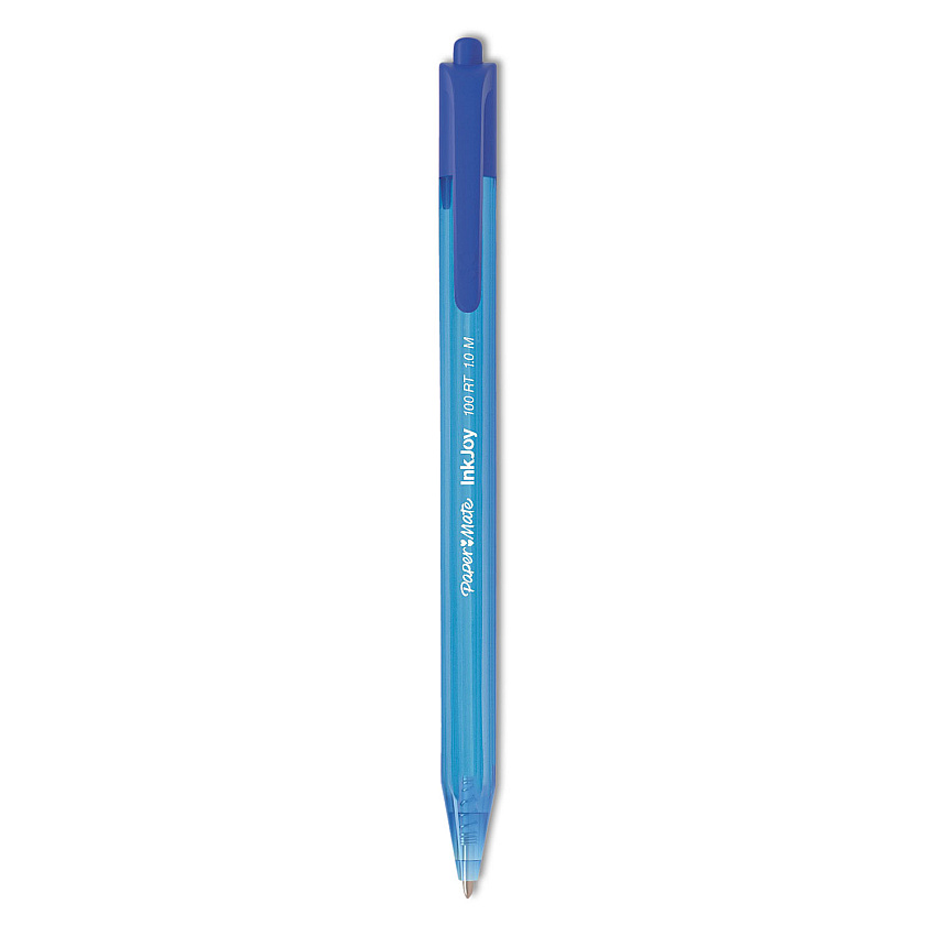 Paper Mate InkJoy 100 RT Ballpoint Pen, Retractable, Medium 1 mm, Blue Ink, Blue Barrel, Dozen (1951253)