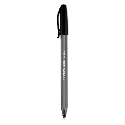 Paper Mate InkJoy 100 Ballpoint Pen, Stick, Medium 1 mm, Black Ink, Black Barrel, Dozen (1951257)