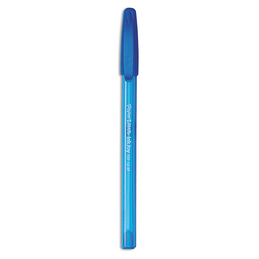 Paper Mate InkJoy 100 Ballpoint Pen, Stick, Medium 1 mm, Blue Ink, Blue Barrel, Dozen (1951256)