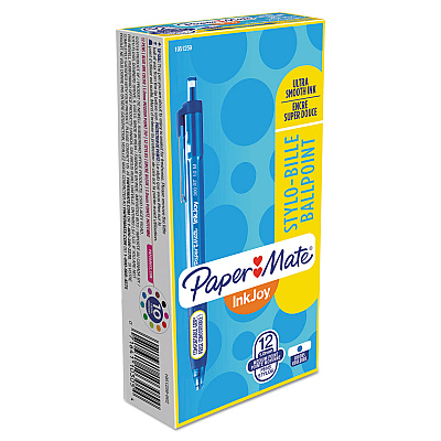 Paper Mate InkJoy 300 RT Ballpoint Pen, Retractable, Medium 1 mm, Blue Ink, Blue Barrel, Dozen (1951259)