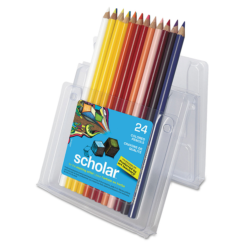 Prismacolor Scholar Colored Pencil Set, 3 mm, 2B (#2), Assorted Lead/Barrel Colors, 24/Pack (92805)