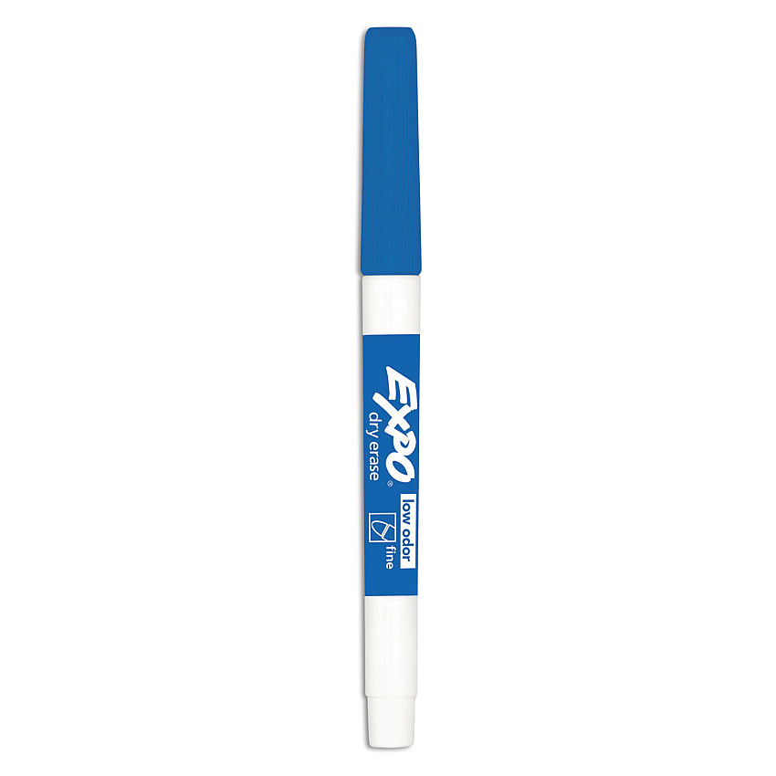 EXPO Low-Odor Dry-Erase Marker, Fine Bullet Tip, Blue, Dozen (86003)
