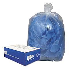 Classic Clear Linear Low-Density Can Liners, 60 gal, 0.9 mil, 38" x 58", Clear, 100/Carton (385822C)