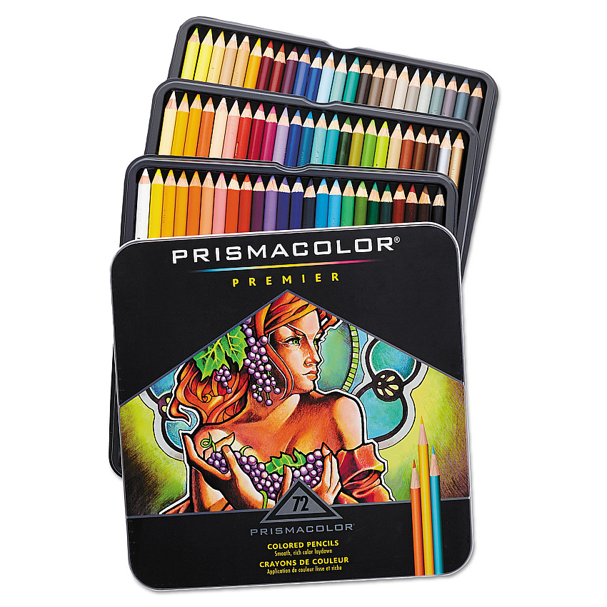 Prismacolor Premier Colored Pencil, 0.7 mm, 2H (#4), Assorted Lead/Barrel Colors, 72/Pack (3599TN)