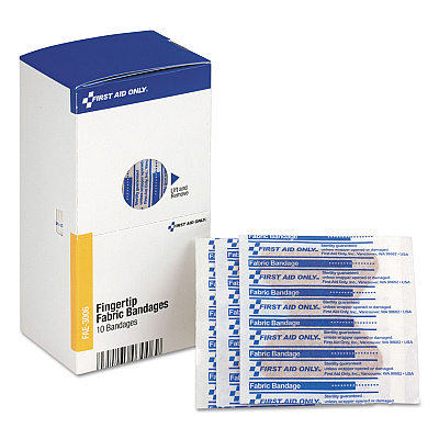 First Aid Only SmartCompliance Fingertip Bandages, 1.88 x 2, 10/Box (FAE3006)