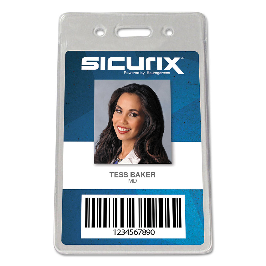 Sicurix Proximity Badge Holder, Vertical, 2 1/2w x 4 1/2h, Clear, 50/Pack (47820)