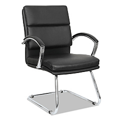 Alera Neratoli Slim Profile Guest Chair, Faux Leather, 23.81" x 27.16" x 36.61", Black Seat/Back, Chrome Base (ALENR4319)