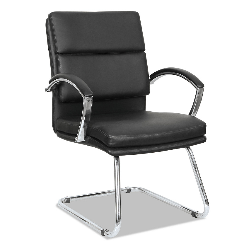 Alera Neratoli Slim Profile Guest Chair, Faux Leather, 23.81" x 27.16" x 36.61", Black Seat/Back, Chrome Base (ALENR4319)