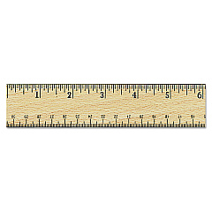 Universal Flat Wood Ruler w/Double Metal Edge, Standard, 12" Long, Clear Lacquer Finish (UNV59021)