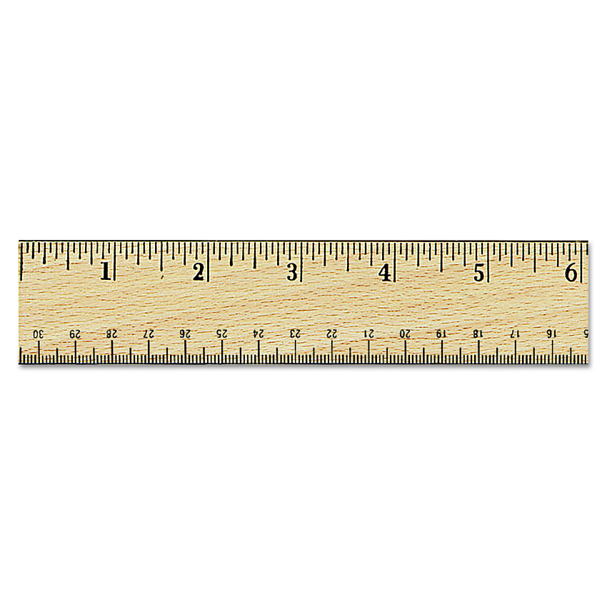 Universal Flat Wood Ruler w/Double Metal Edge, Standard, 12" Long, Clear Lacquer Finish (UNV59021)