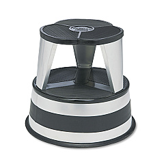 Cramer Kik-Step Steel Step Stool, 2-Step, 350 lb Capacity, 16" dia. x 14.25h, Silvertone (100101)