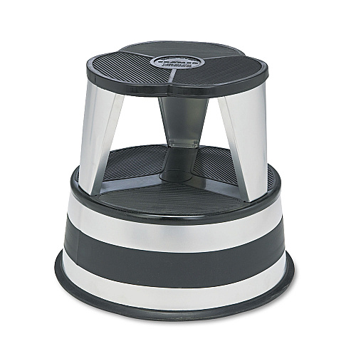 Cramer Kik-Step Steel Step Stool, 2-Step, 350 lb Capacity, 16" dia. x 14.25h, Silvertone (100101)