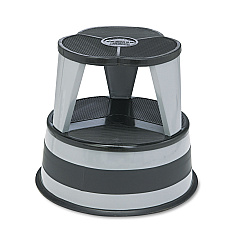 Cramer Kik-Step Steel Step Stool, 2-Step, 350 lb Capacity, 16" dia. x 14.25h, Slate (100182)