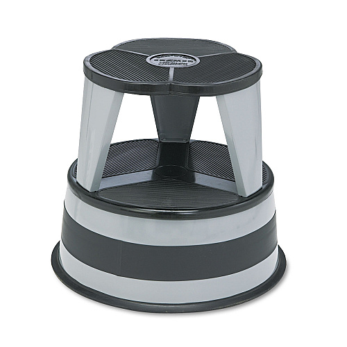 Cramer Kik-Step Steel Step Stool, 2-Step, 350 lb Capacity, 16" dia. x 14.25h, Slate (100182)