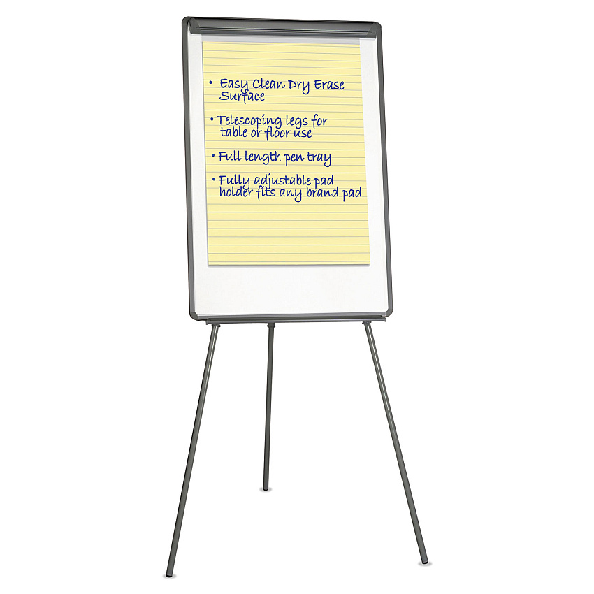 Universal Tripod-Style Dry Erase Easel, Easel: 44" to 78", Board: 29 x 41, White/Black (UNV43032)
