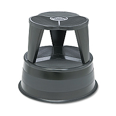 Cramer Kik-Step Steel Step Stool, 2-Step, 350 lb Capacity, 16" dia. x 14.25h, Black (100192)