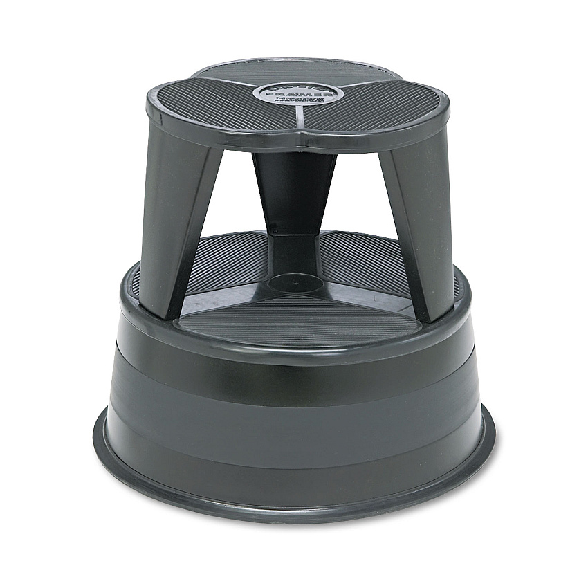 Cramer Kik-Step Steel Step Stool, 2-Step, 350 lb Capacity, 16" dia. x 14.25h, Black (100192)