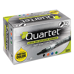 Quartet EnduraGlide Dry Erase Marker, Broad Chisel Tip, Four Assorted Colors, 12/Set (500118M)