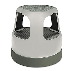 Cramer Scooter Stool, Round, 2-Step, 15", Step and Lock Wheels, 300 lb Capacity, Gray (50011PK82)